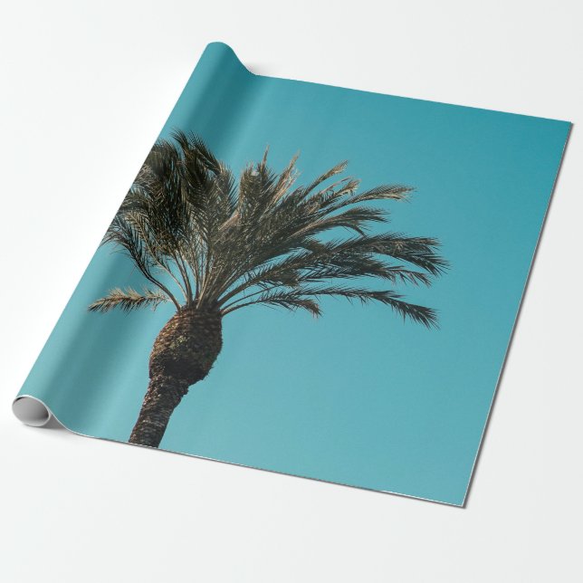 Green palm tree wrapping paper (Unrolled)