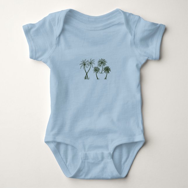 Green palm trees baby bodysuit (Front)