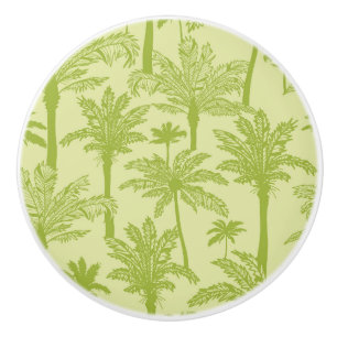 Green Palm Trees Pattern Ceramic Knob