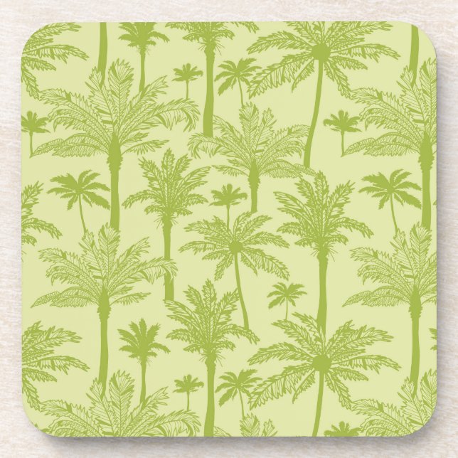 Green Palm Trees Pattern Coaster (Front)