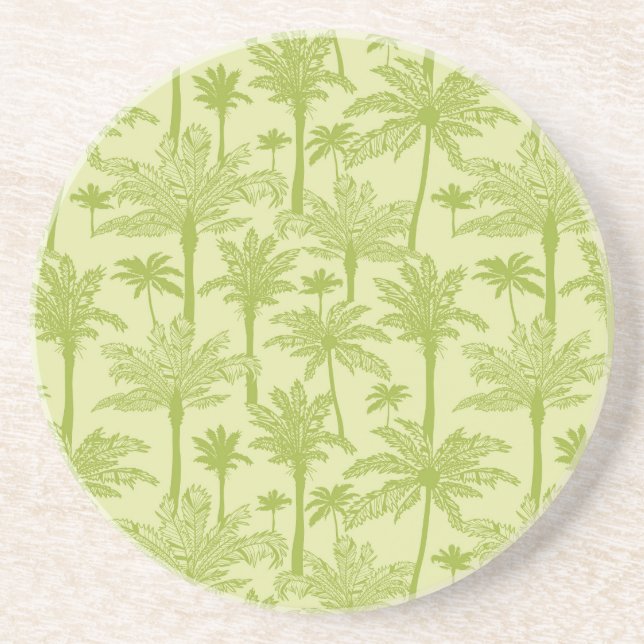 Green Palm Trees Pattern Coaster (Front)