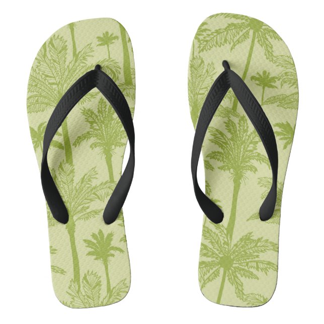 Green Palm Trees Pattern Flip Flops (Footbed)