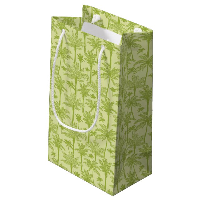 Green Palm Trees Pattern Small Gift Bag (Back Angled)
