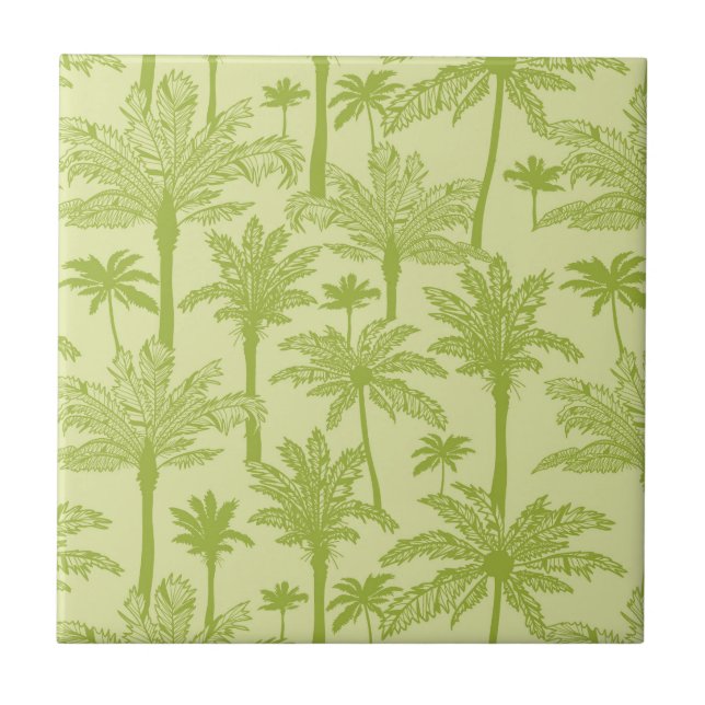 Green Palm Trees Pattern Tile (Front)