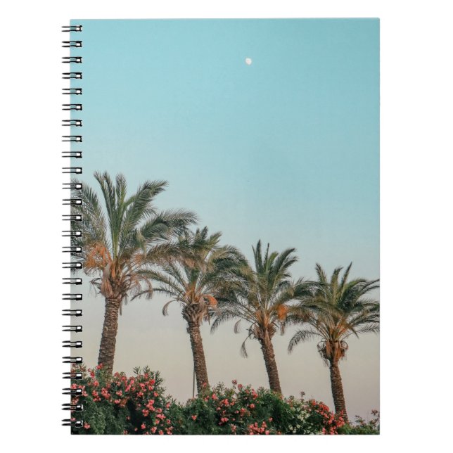 GREEN PALM TREES UNDER BLUE SKY NOTEBOOK (Front)