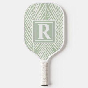 Green Palms and Monogram Customizable  Pickleball Paddle