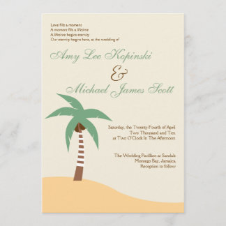 GREEN PALMTREE CARIBBEAN DESTINATION WEDDING INVITATION