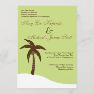 GREEN PALMTREE CARIBBEAN DESTINATION WEDDING INVITATION