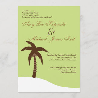 GREEN PALMTREE CARIBBEAN DESTINATION WEDDING INVITATION