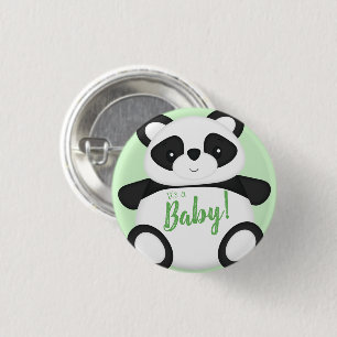 Green Panda Bear Baby Shower 3 Cm Round Badge
