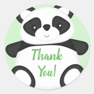 Green Panda Bear Baby Shower Classic Round Sticker