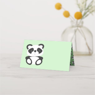 Green Panda Bear Baby Shower Place Card