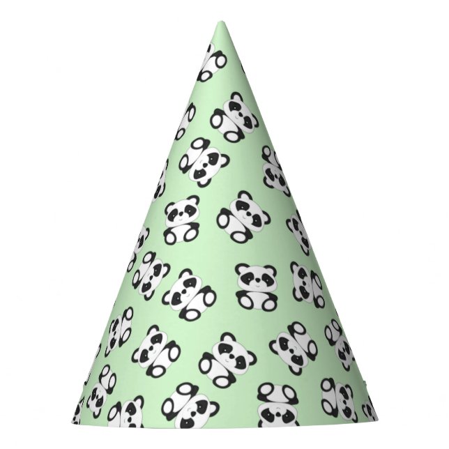 Green Panda Bear Birthday Party Party Hat (Front)