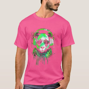 green panda bear DJ With Headphones And Sunglasses T-Shirt