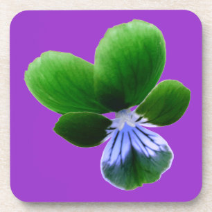 Green Pansy Cork Coaster