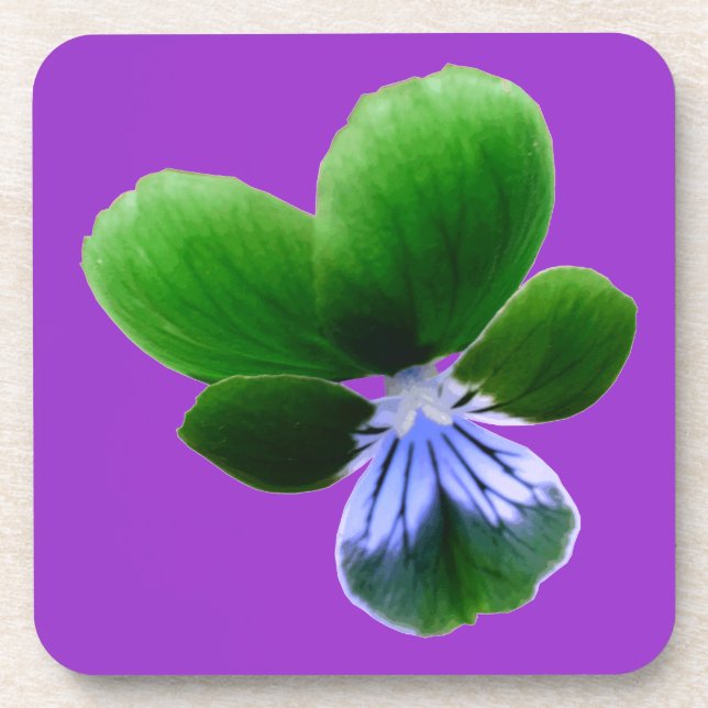 Green Pansy Cork Coaster (Front)