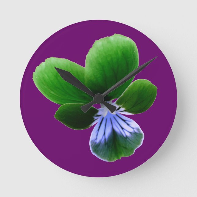 Green Pansy Wall Clock (Front)