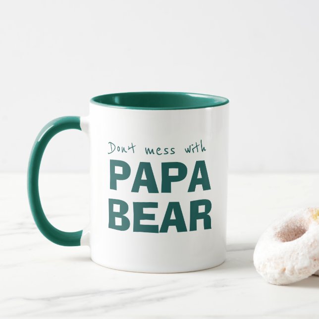 Green Papa Bear Dad Minimalist Typography Mug (With Donut)