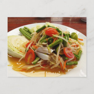 Green Papaya Salad Thai Healthy Food Postcard