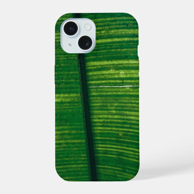 Green paper with details from Costa Rica iPhone 15 Case (Back)