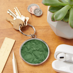 Green Paper, Wrinkled Paper, Crumpled Paper Key Ring