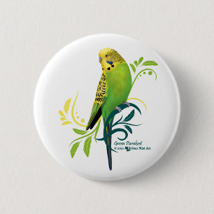 Green Parakeet 6 Cm Round Badge