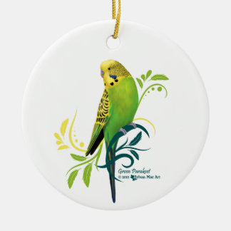 Green Parakeet Ceramic Tree Decoration