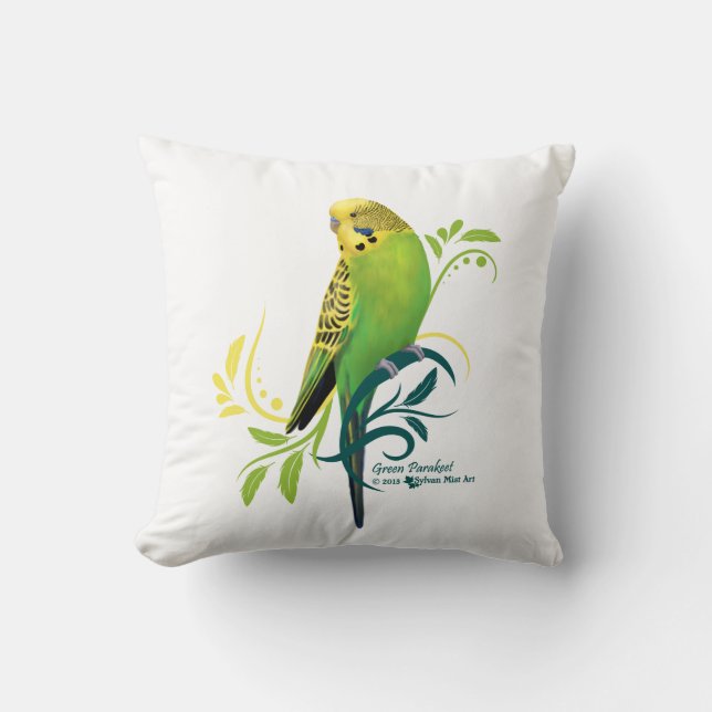 Green Parakeet Cushion (Front)