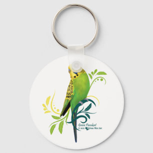 Green Parakeet Key Ring