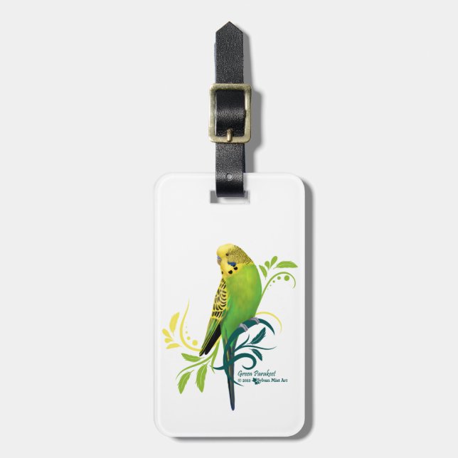 Green Parakeet Luggage Tag (Front Vertical)
