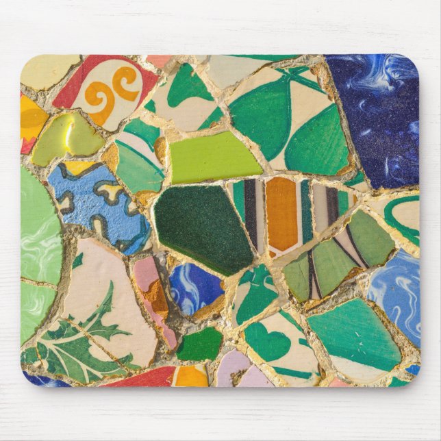 Green Parc Guell Tiles in Barcelona Spain Mouse Mat (Front)