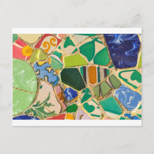 Green Parc Guell Tiles in Barcelona Spain Postcard