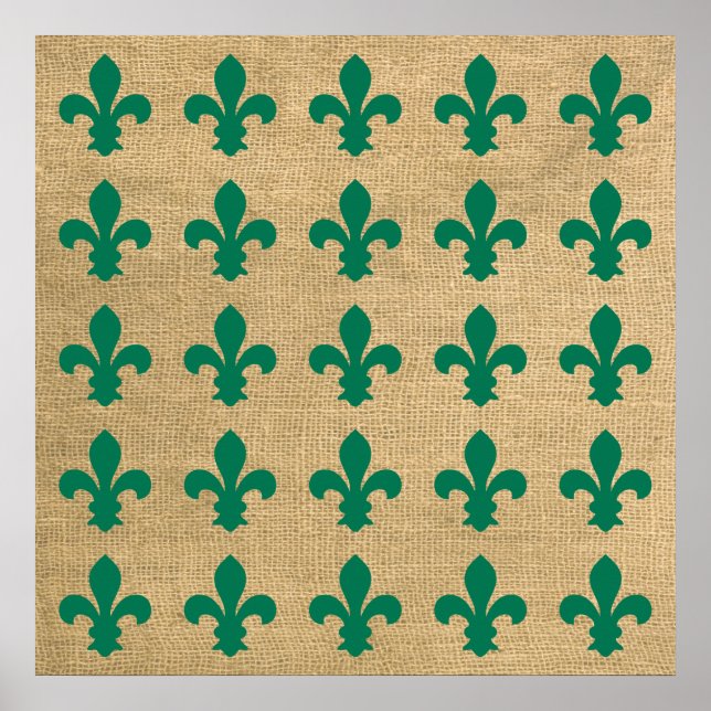 Green Parisian Moods Fleur de Lys Pattern Poster (Front)