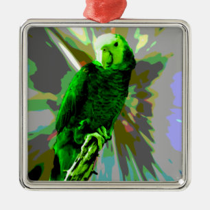 Green Parrot 6537 Metal Tree Decoration