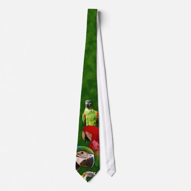 Green Parrot and Macaws Tie (Front)