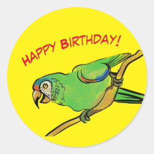 green parrot classic round sticker