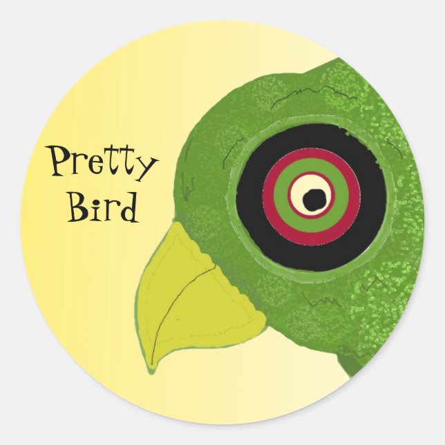 Green Parrot Classic Round Sticker (Front)