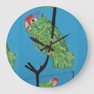 green parrot clock