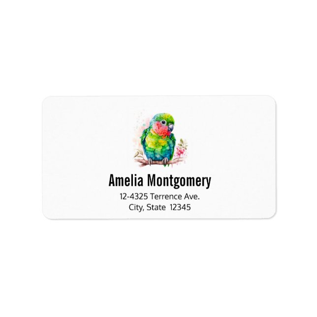 Green Parrot - Cute Baby Bird Address Label (Front)