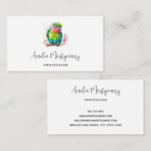 Green Parrot - Cute Baby Bird Business Card