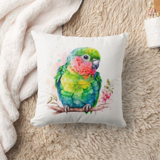 Green Parrot - Cute Baby Bird Cushion (Blanket)