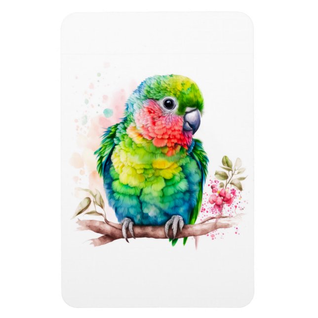Green Parrot - Cute Baby Bird Magnet (Vertical)