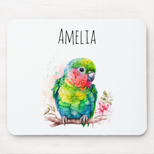 Green Parrot - Cute Baby Bird Mouse Mat (Front)