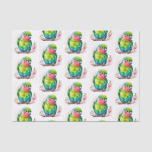 Green Parrot - Cute Baby Bird Pattern Tissue Paper