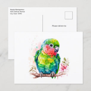 Green Parrot - Cute Baby Bird Postcard