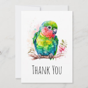 Green Parrot - Cute Baby Bird Thank You Card
