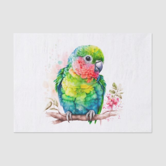 Green Parrot - Cute Baby Bird Tissue Paper (Front)
