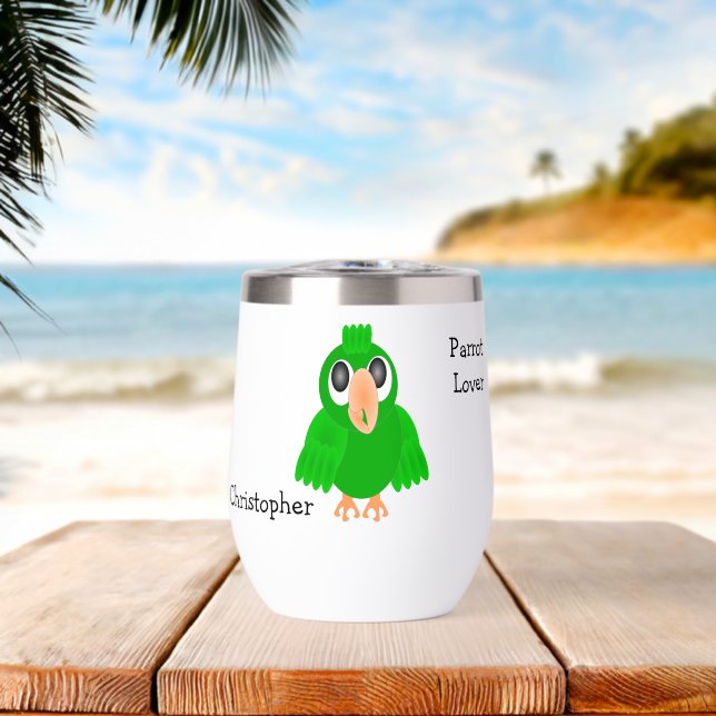 Green Parrot Design Any Colour Background (Beach (Rotated))