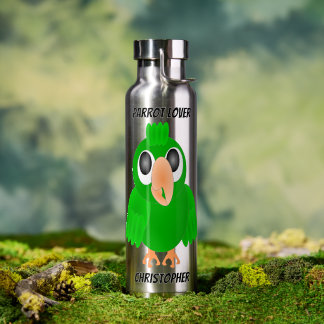 Green Parrot Design Any Colour Background Water Bottle