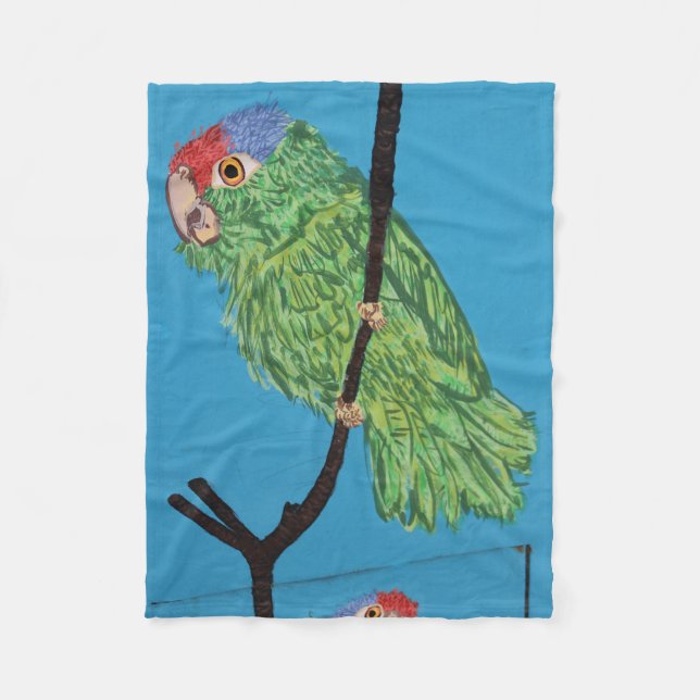 green parrot fleece blanket (Front)